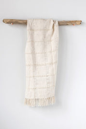 Cream Chenille Stitched Throw