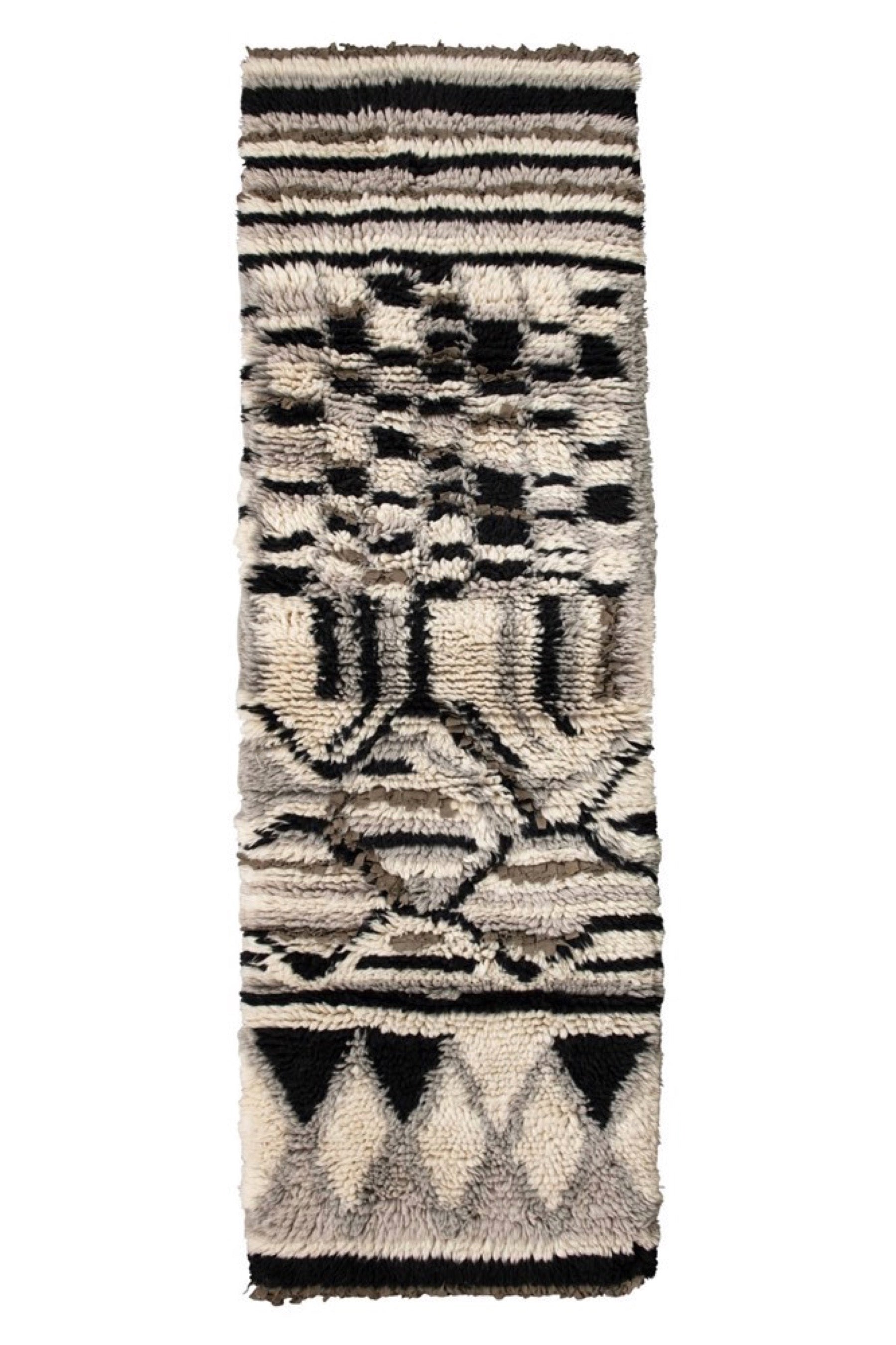 Patterned Wool Shag Runner
