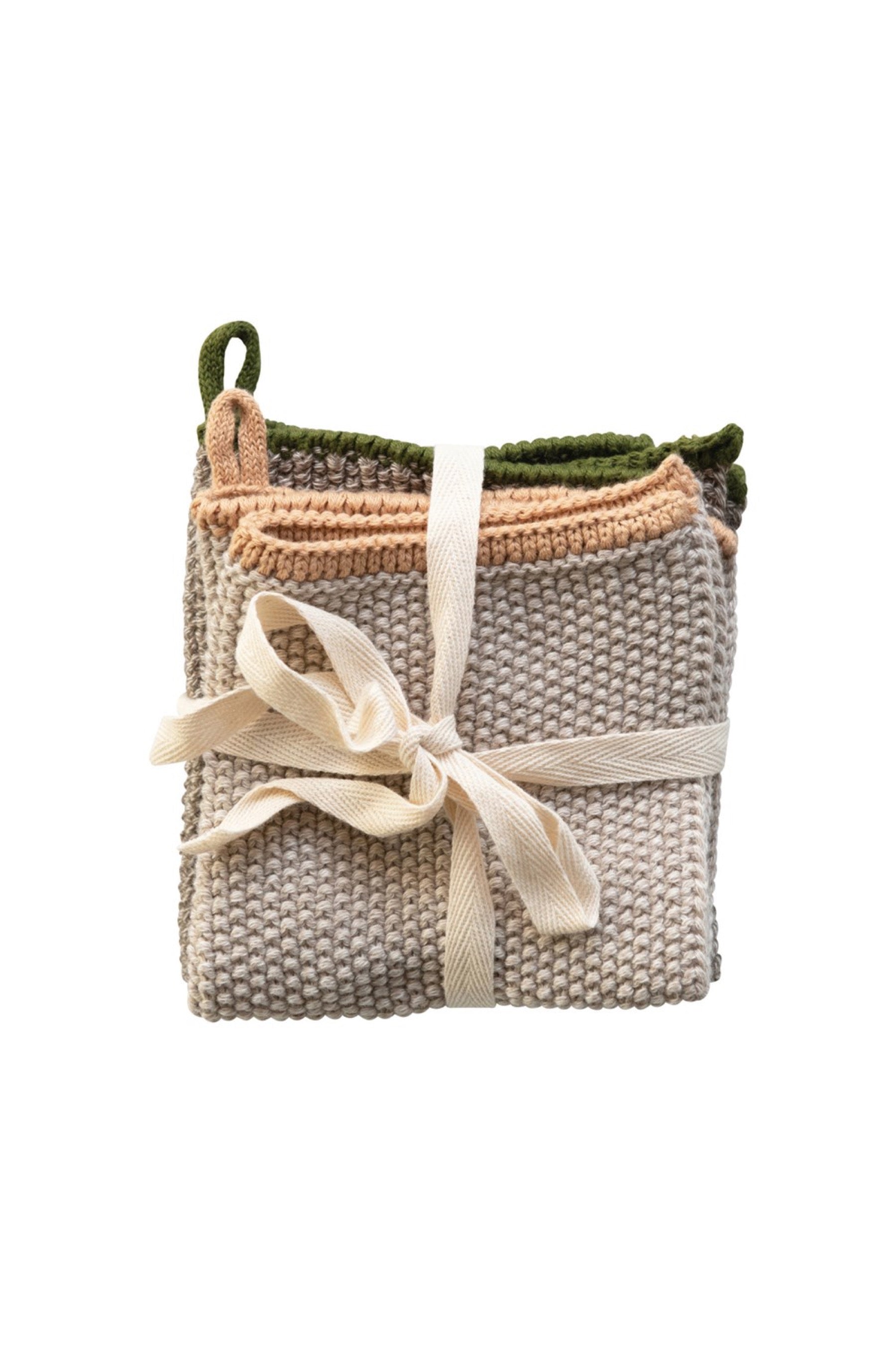 Mustard + Olive Knit Towel Set