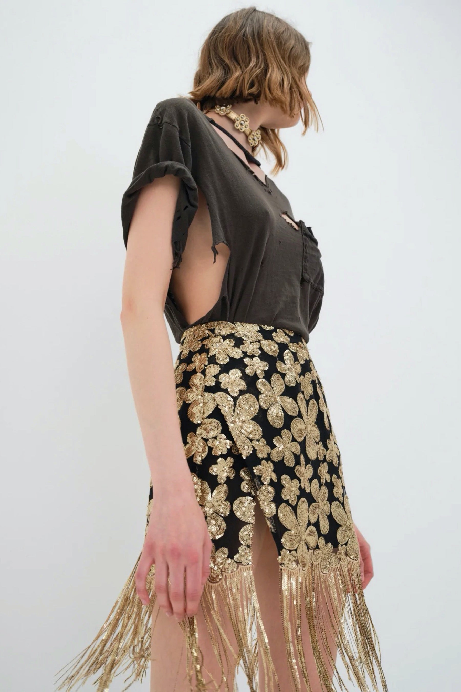 Gold Colette Mini Skirt