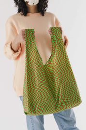 Green Trippy Checker Baggu