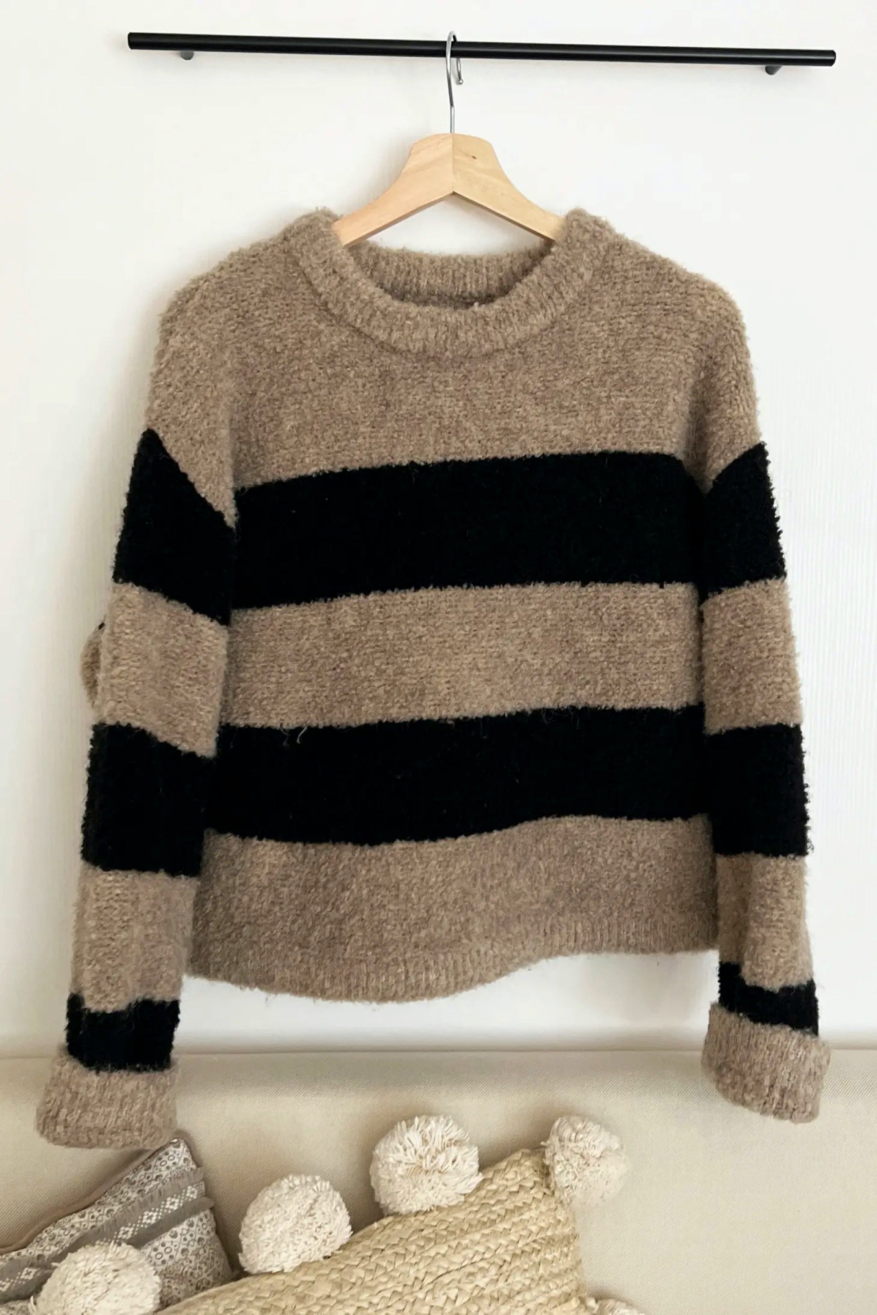 Mushroom + Black Simone Sweater