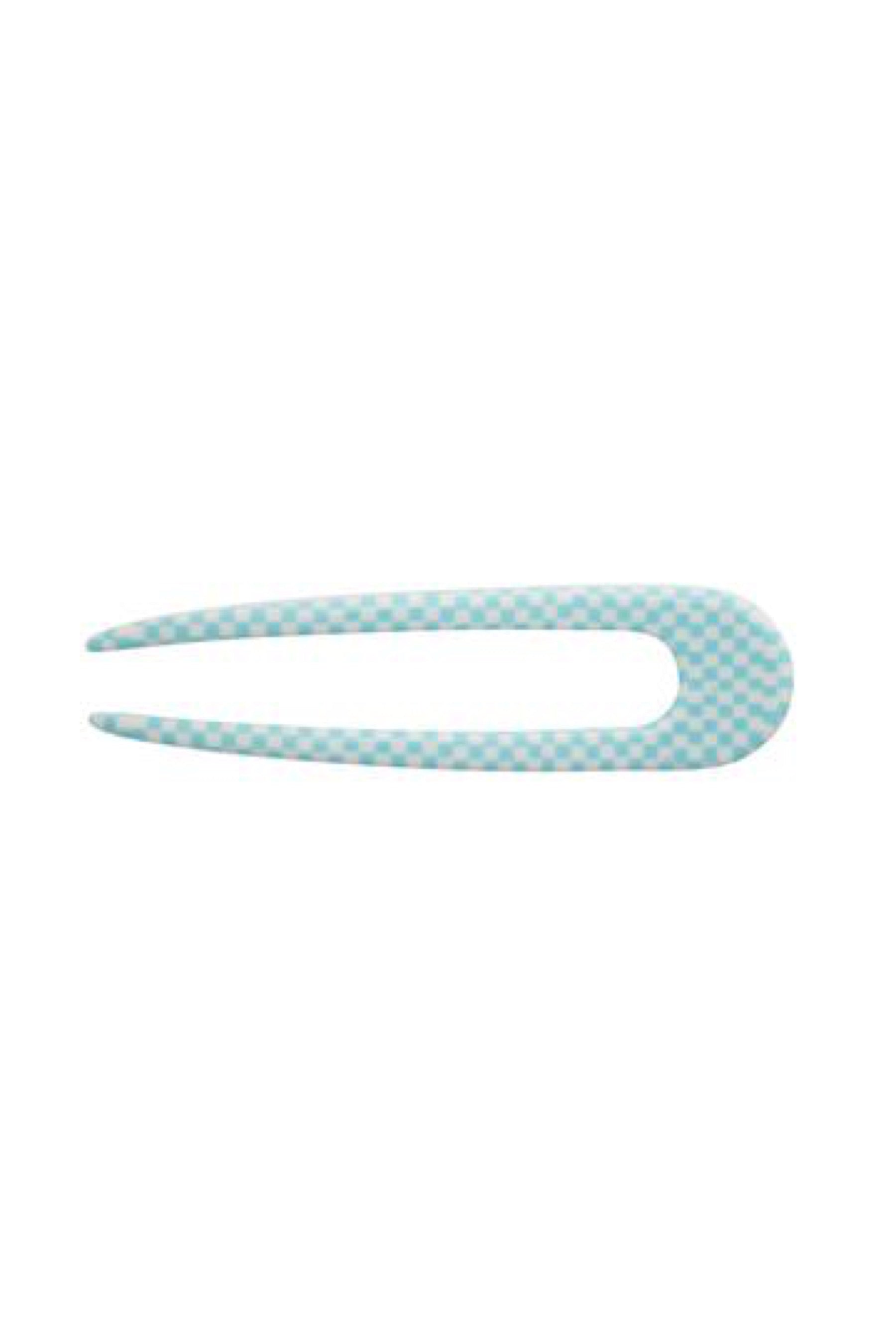 Blue Checker French Hair Pin