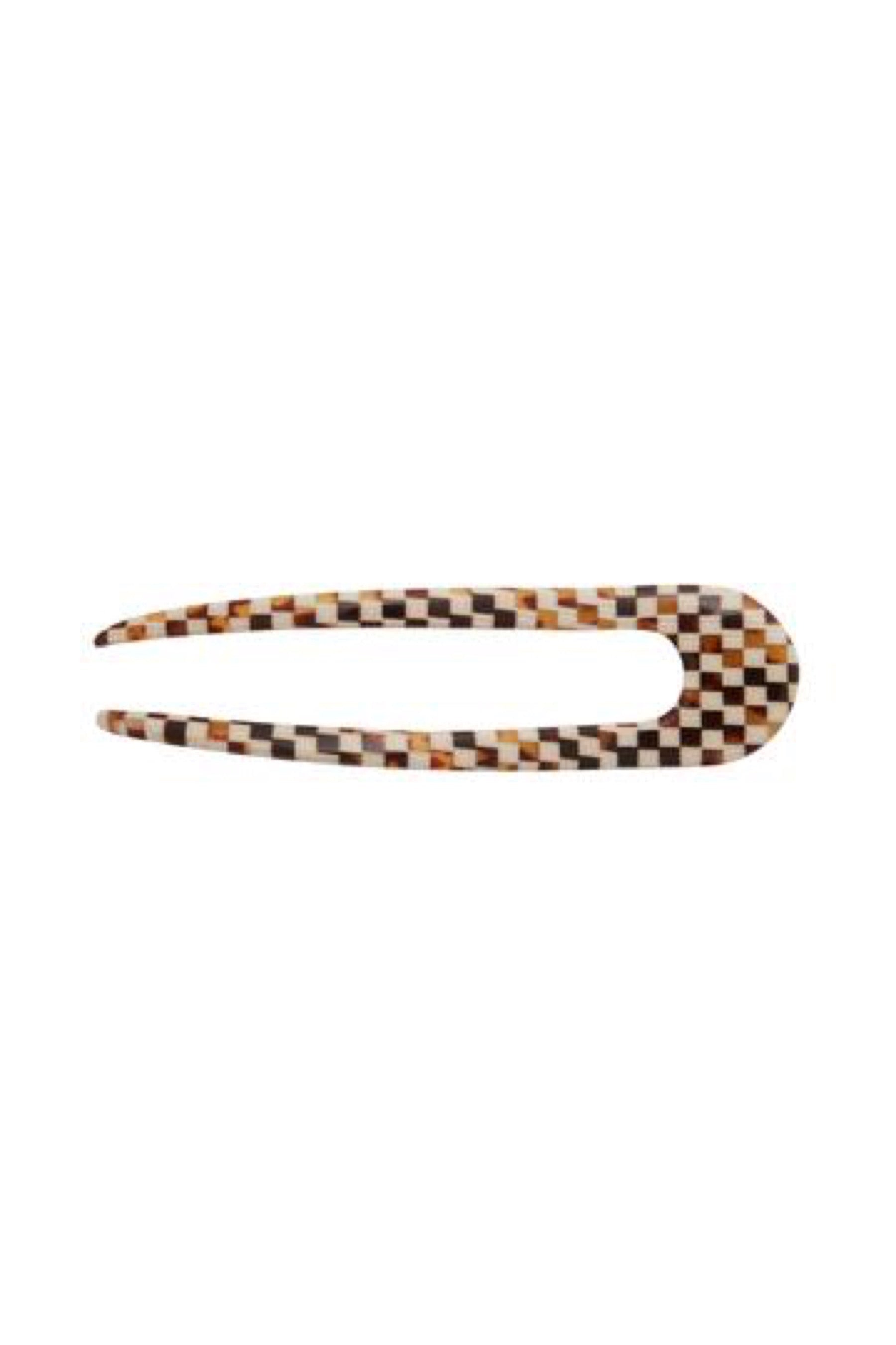 Tortoise Checker French Hair Pin