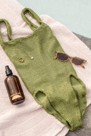 Metallic Moss Square Neck One Piece