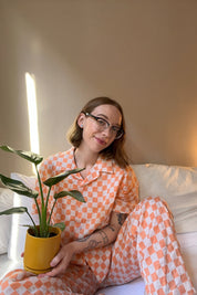 Peach Check Pyjama Long Set