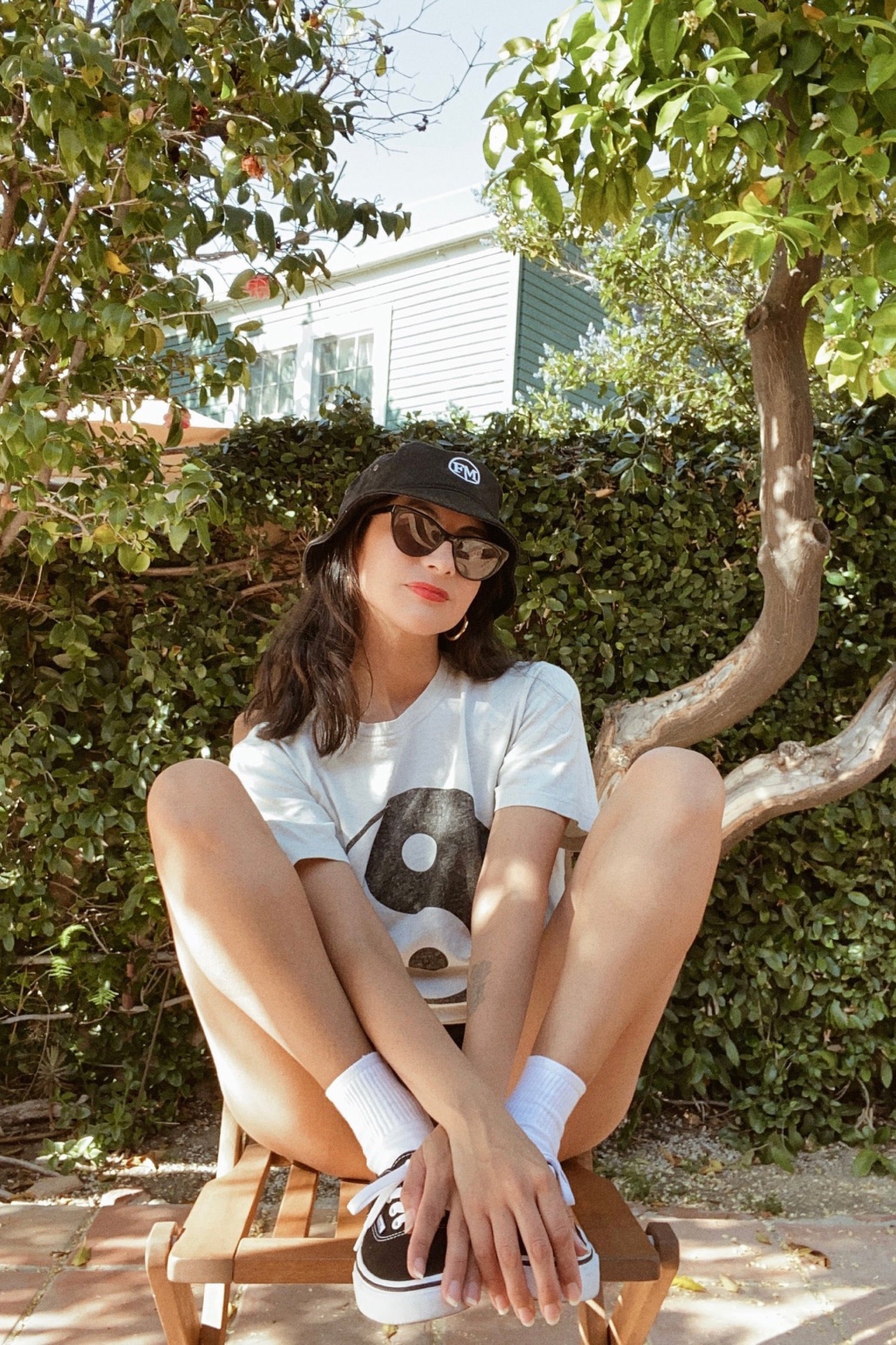 Washed White Yin Yang Basic Tee