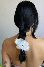 White Mini Organza Scrunchie