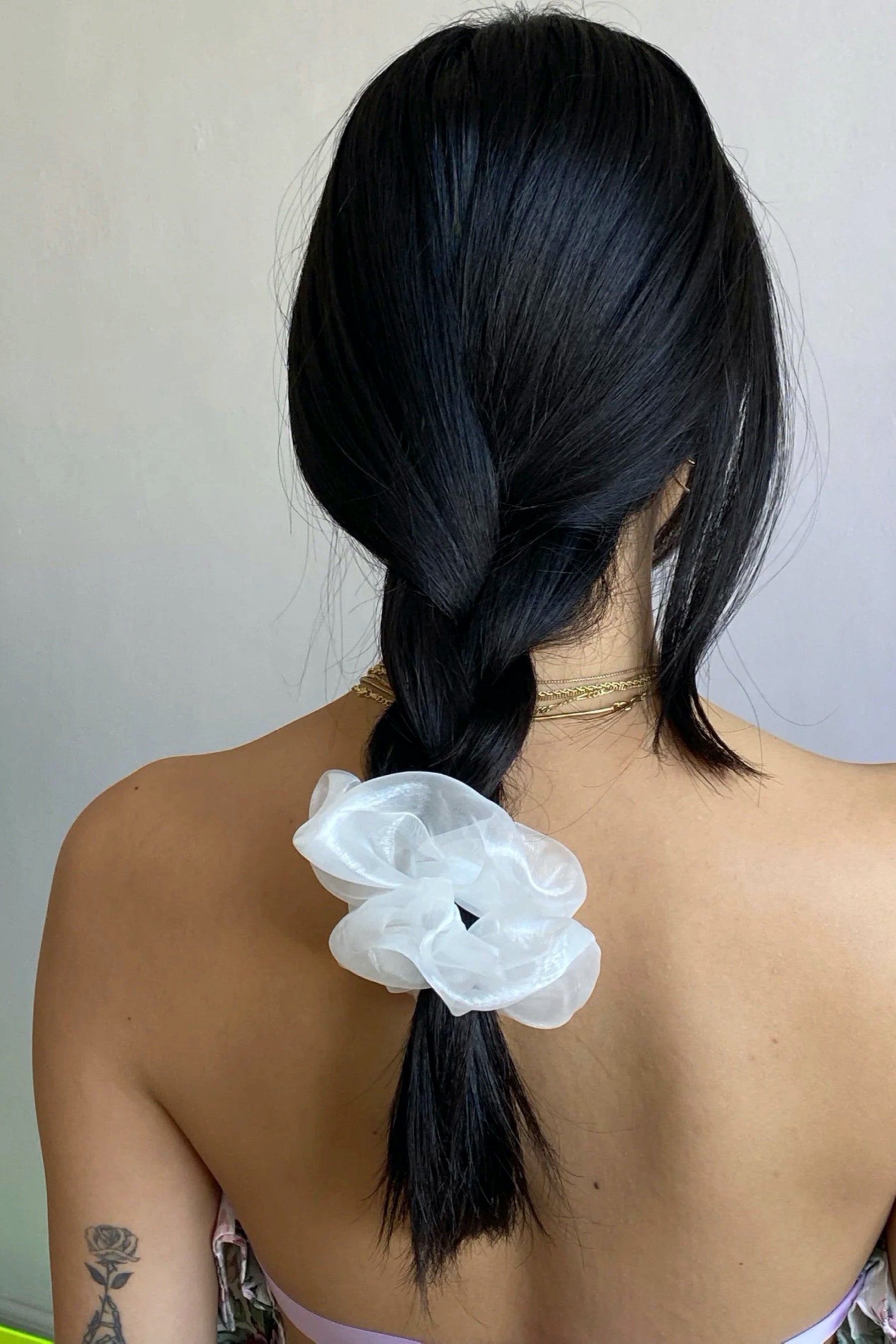 White Mini Organza Scrunchie