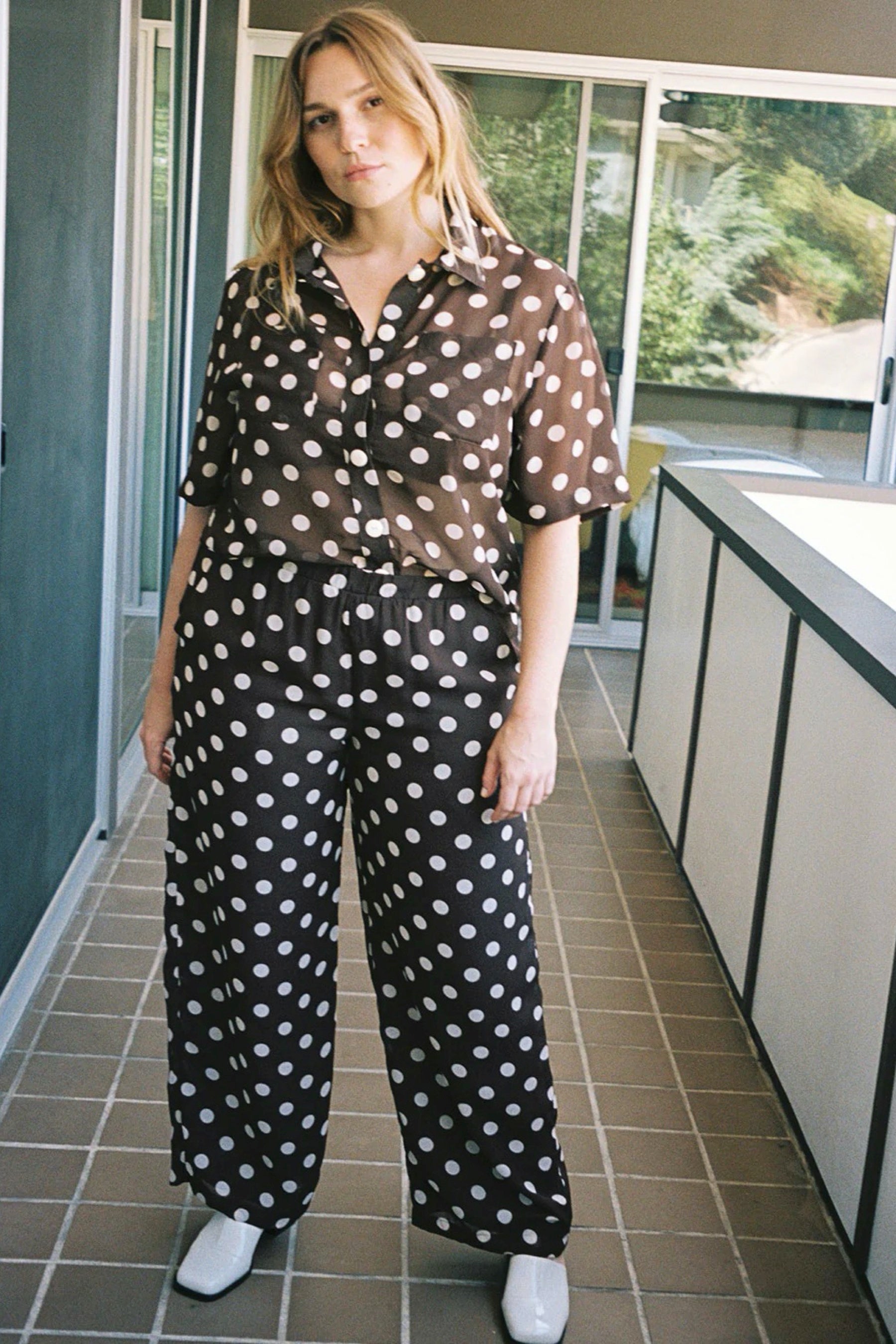 Brown Dots Joanna Top