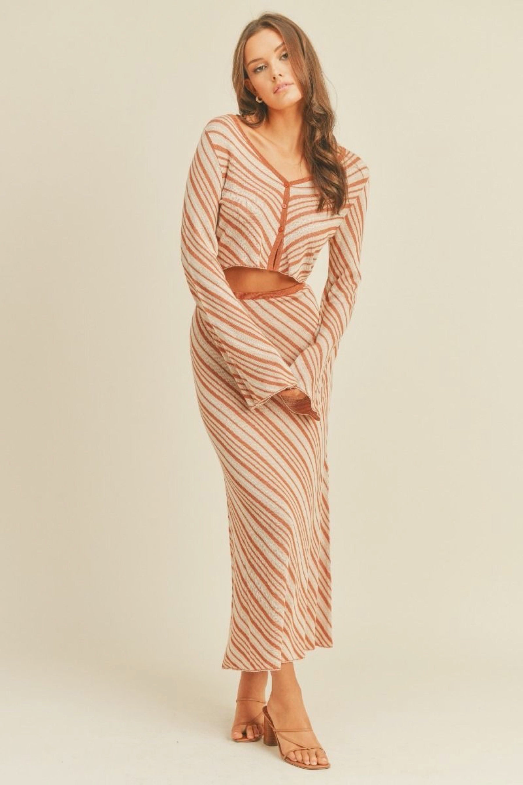 Diagonal Stripe Knit Top