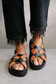 Black + Tan Scacchi Sandal
