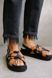 Black + Tan Scacchi Sandal