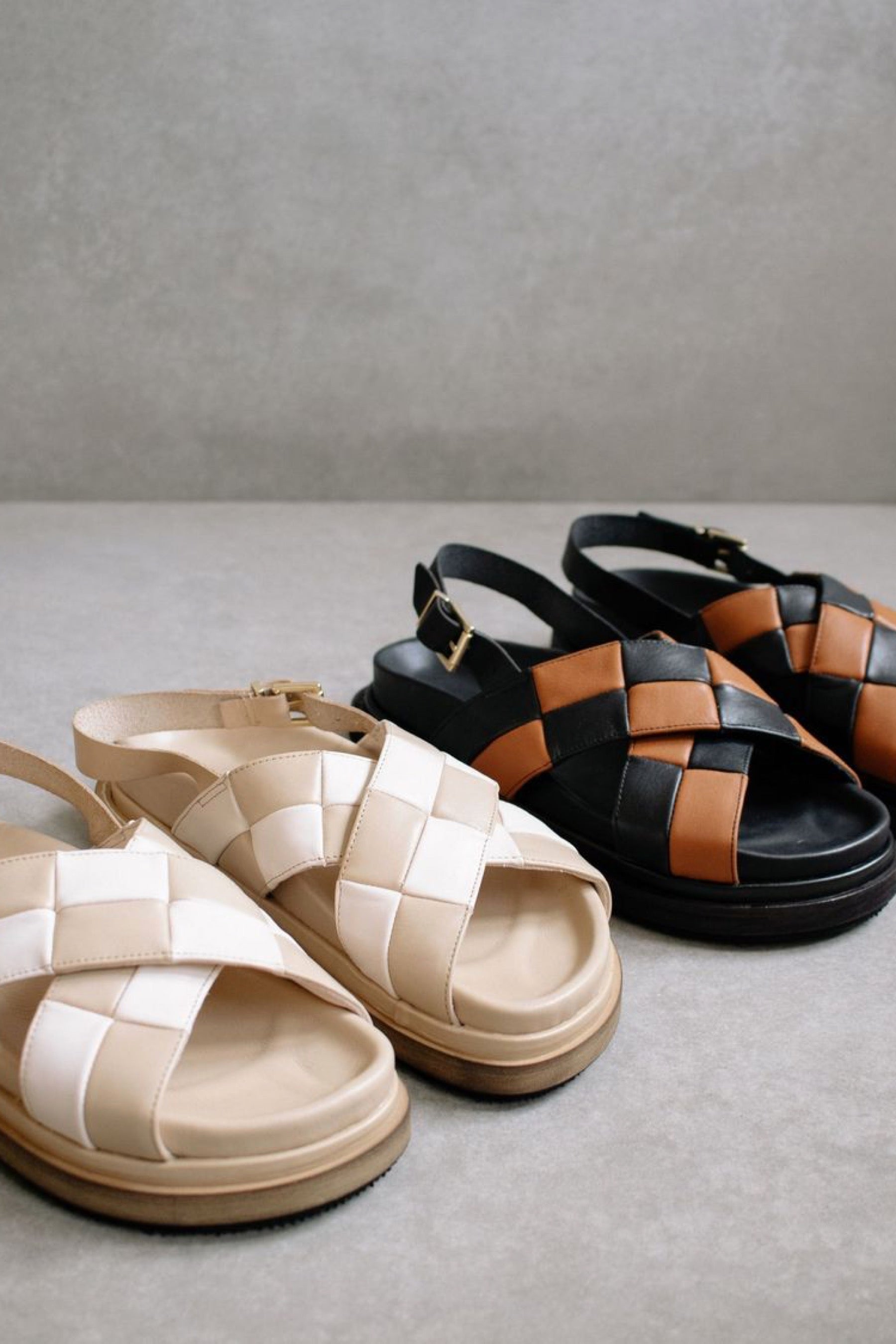 Black + Tan Scacchi Sandal