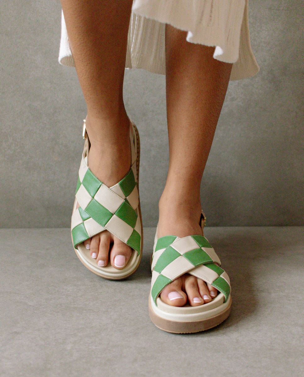 Ivory + Evergreen Scacchi Sandal