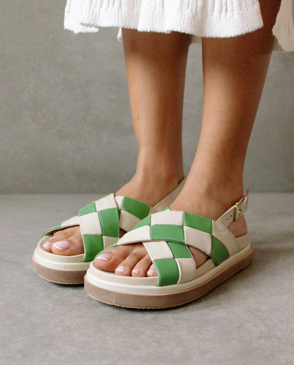Ivory + Evergreen Scacchi Sandal