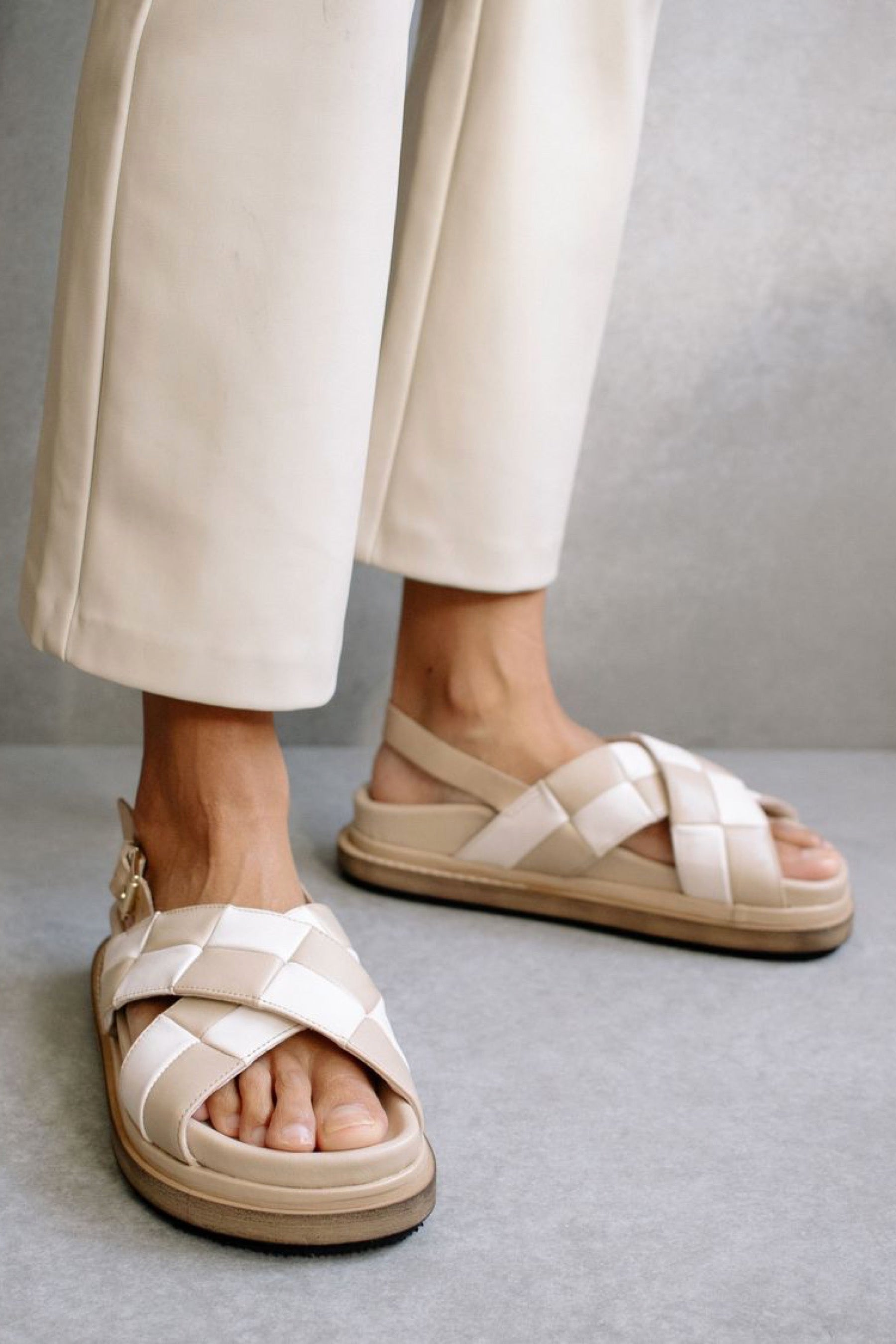Stone + Beige Marshmallow Scacchi Sandal