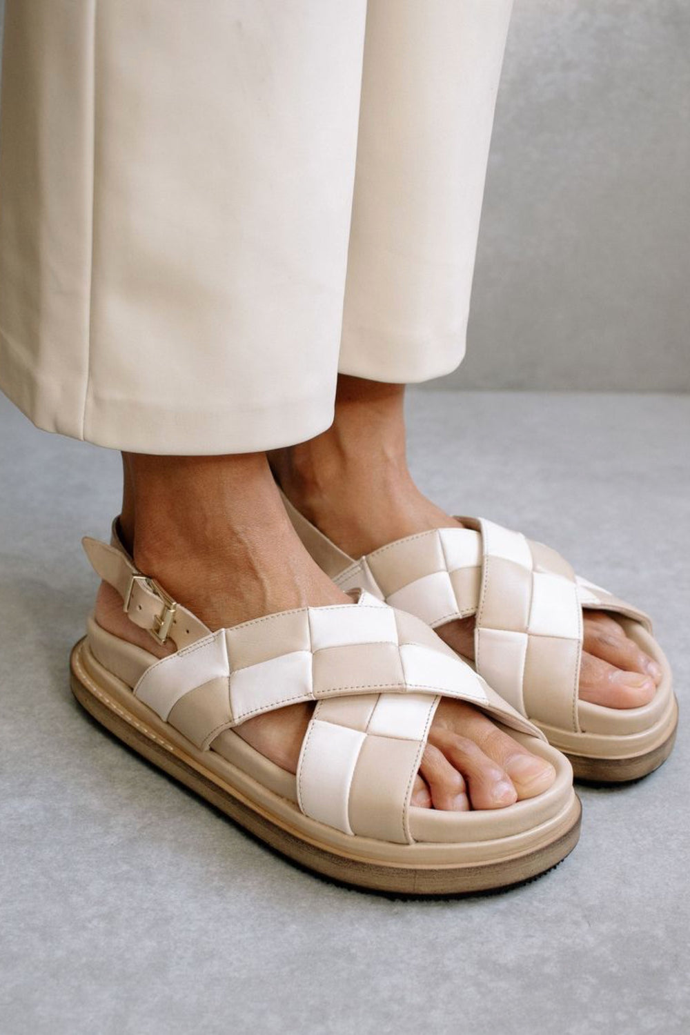 Stone + Beige Marshmallow Scacchi Sandal
