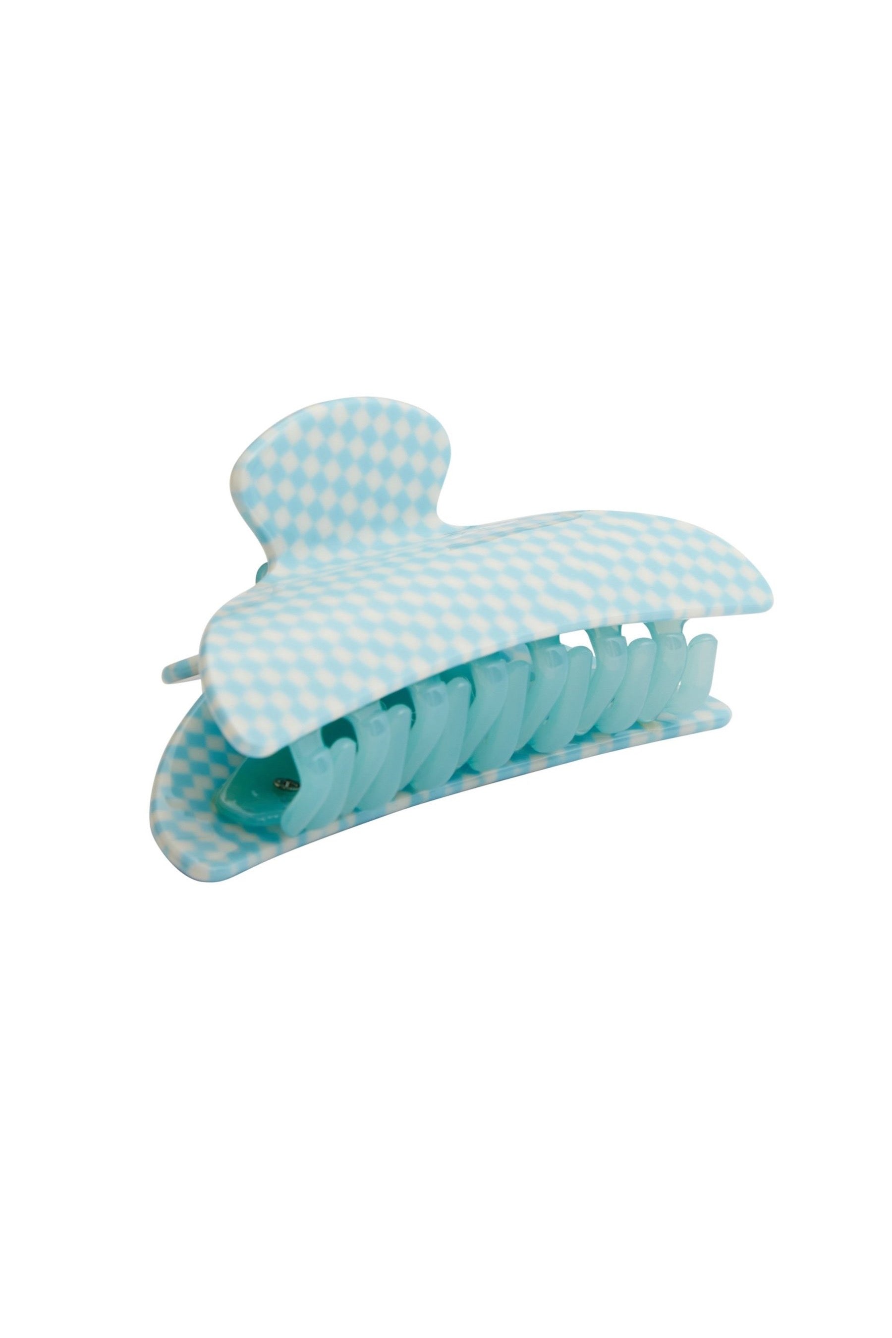 Blue Checker Midi Heirloom Claw Clip