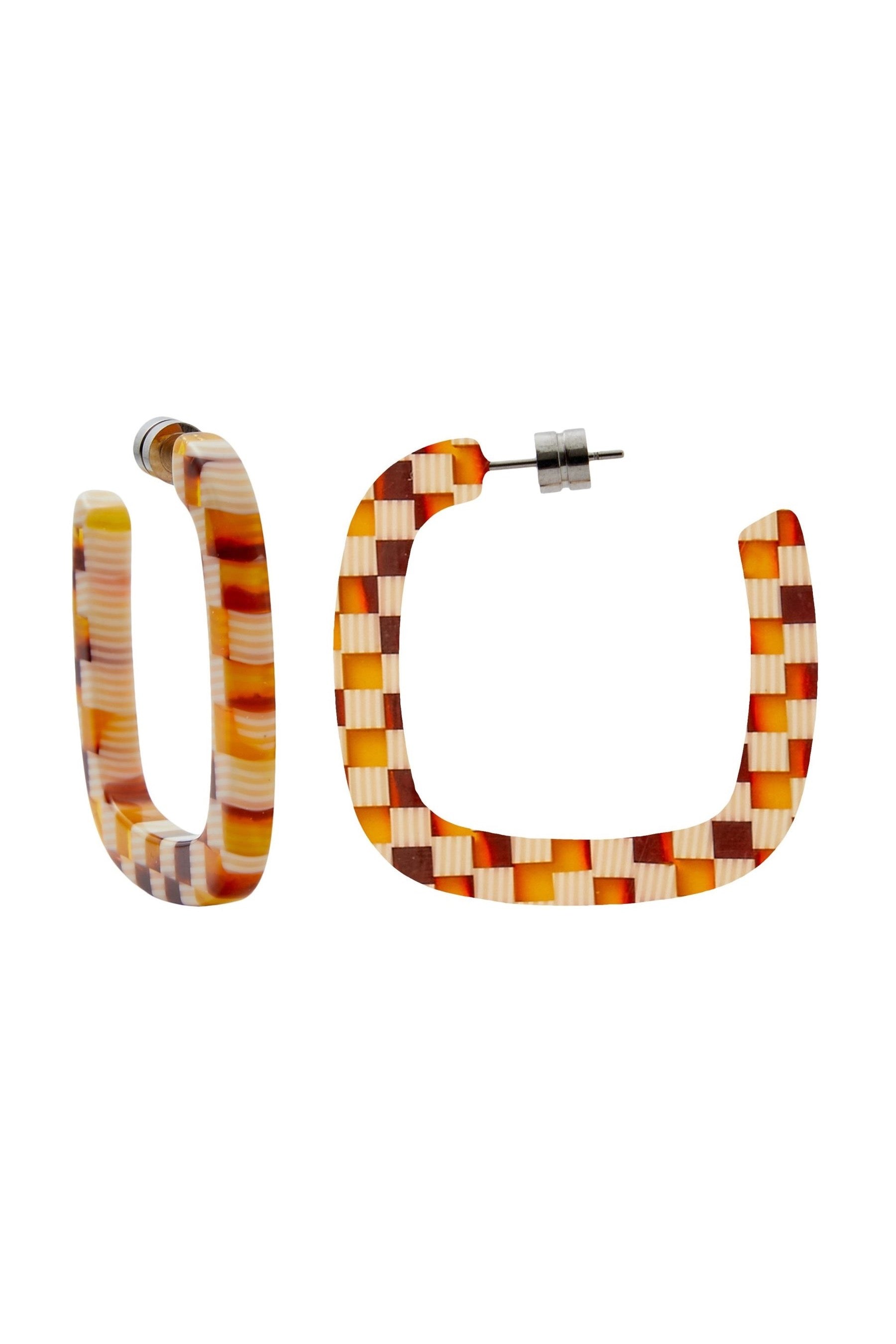 Tortoise Checker Midi Square Hoops