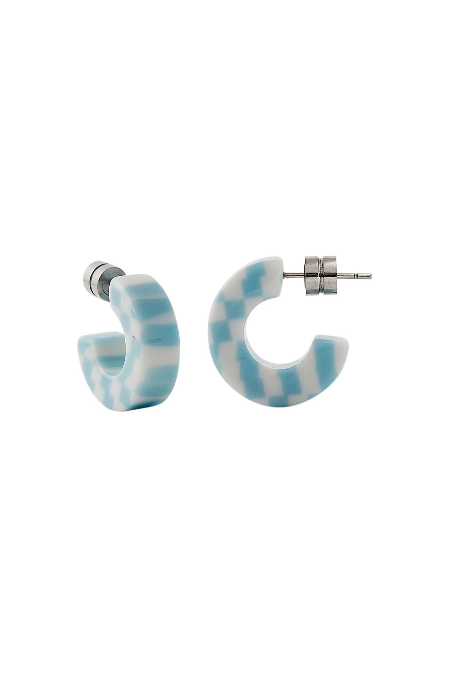 Blue Checker Muse Hoops
