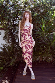 Wine Chrysanthemum Celine Dress