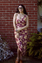 Wine Chrysanthemum Celine Dress