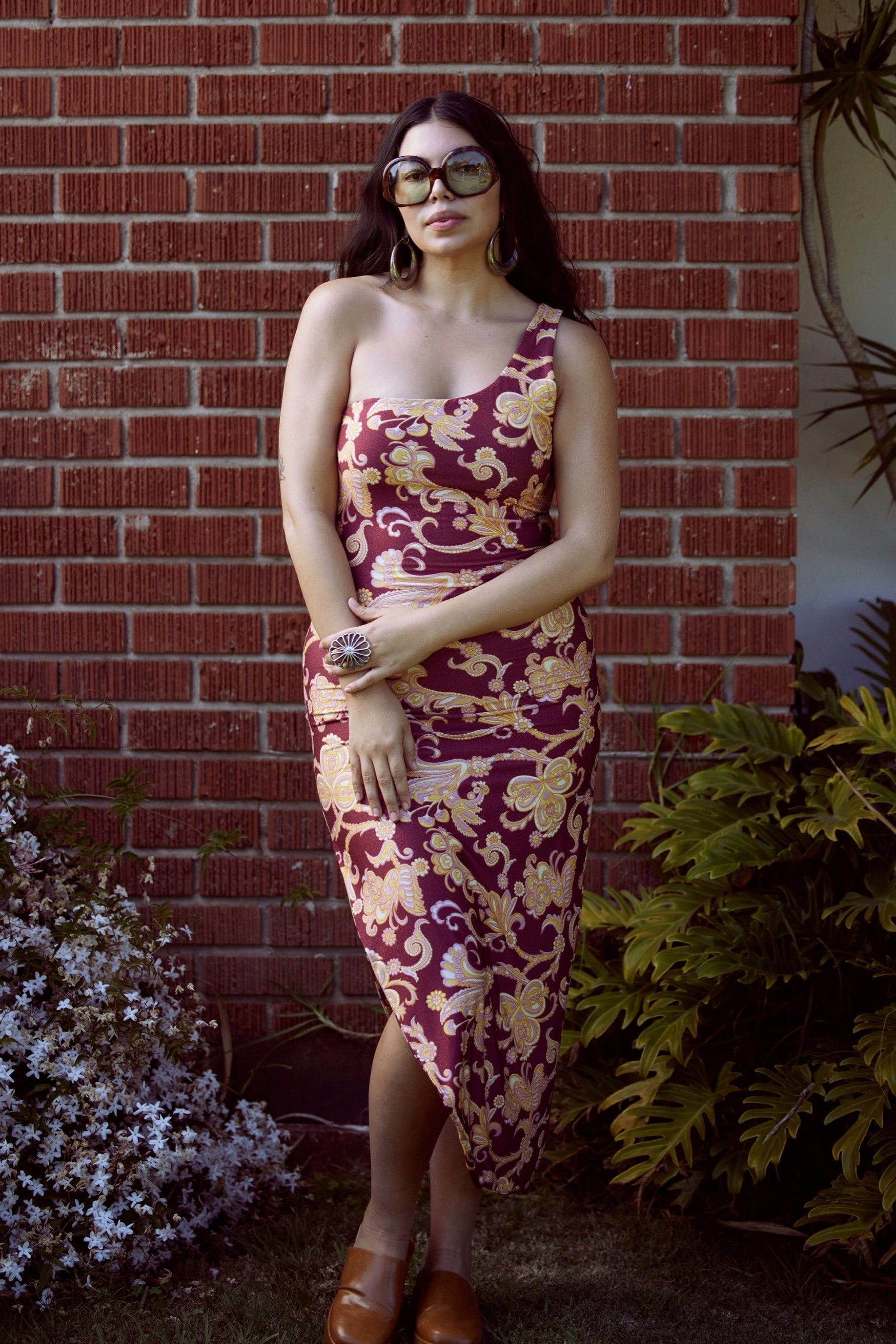 Wine Chrysanthemum Celine Dress