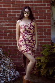 Wine Chrysanthemum Celine Dress