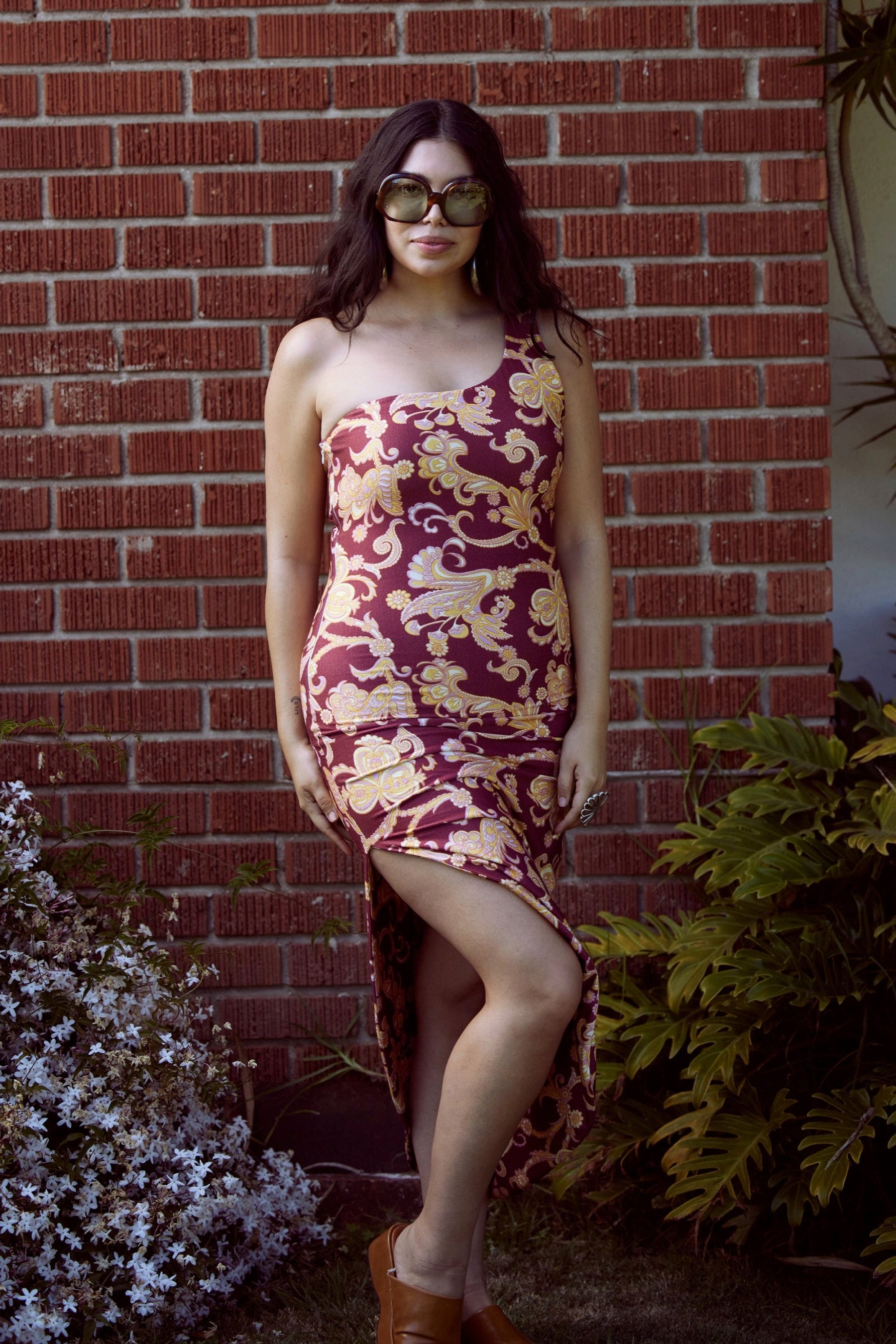 Wine Chrysanthemum Celine Dress