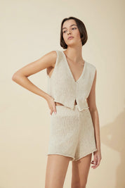Bone Textured Knit Top