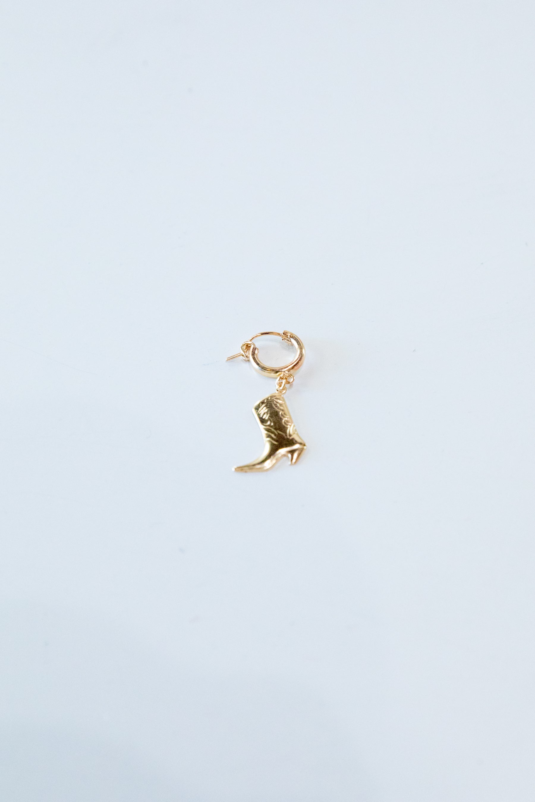 Gold Cowboy Boot Single Hoop