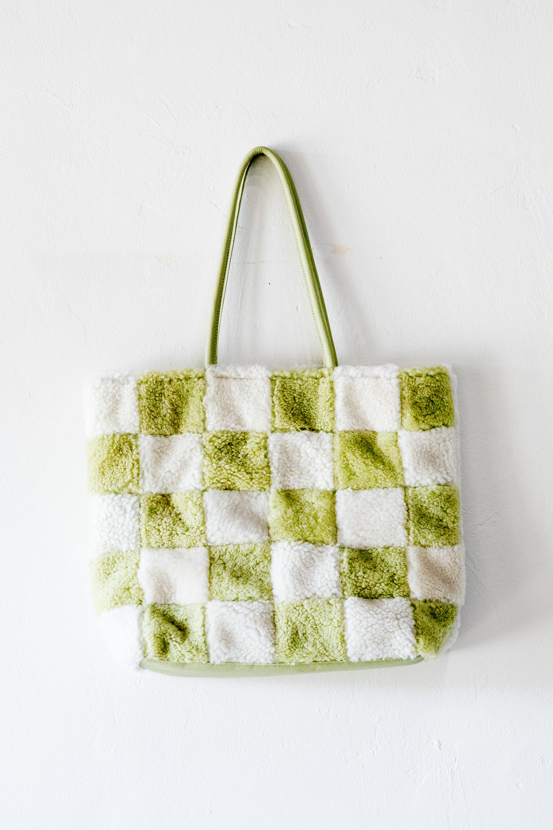 X Prism Avocado + White Checkered Patchwork Tote