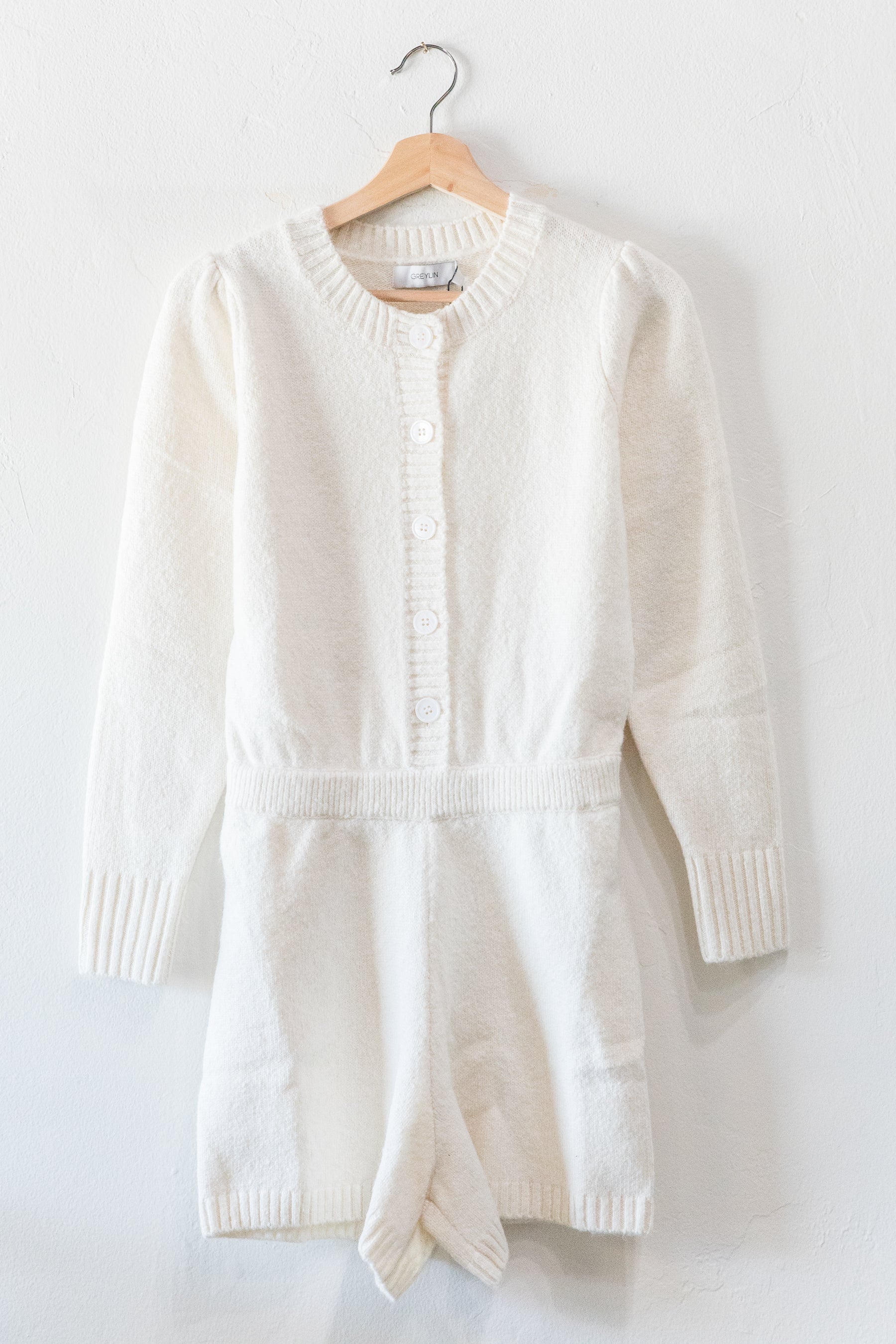 Cream Ellina Knit Romper