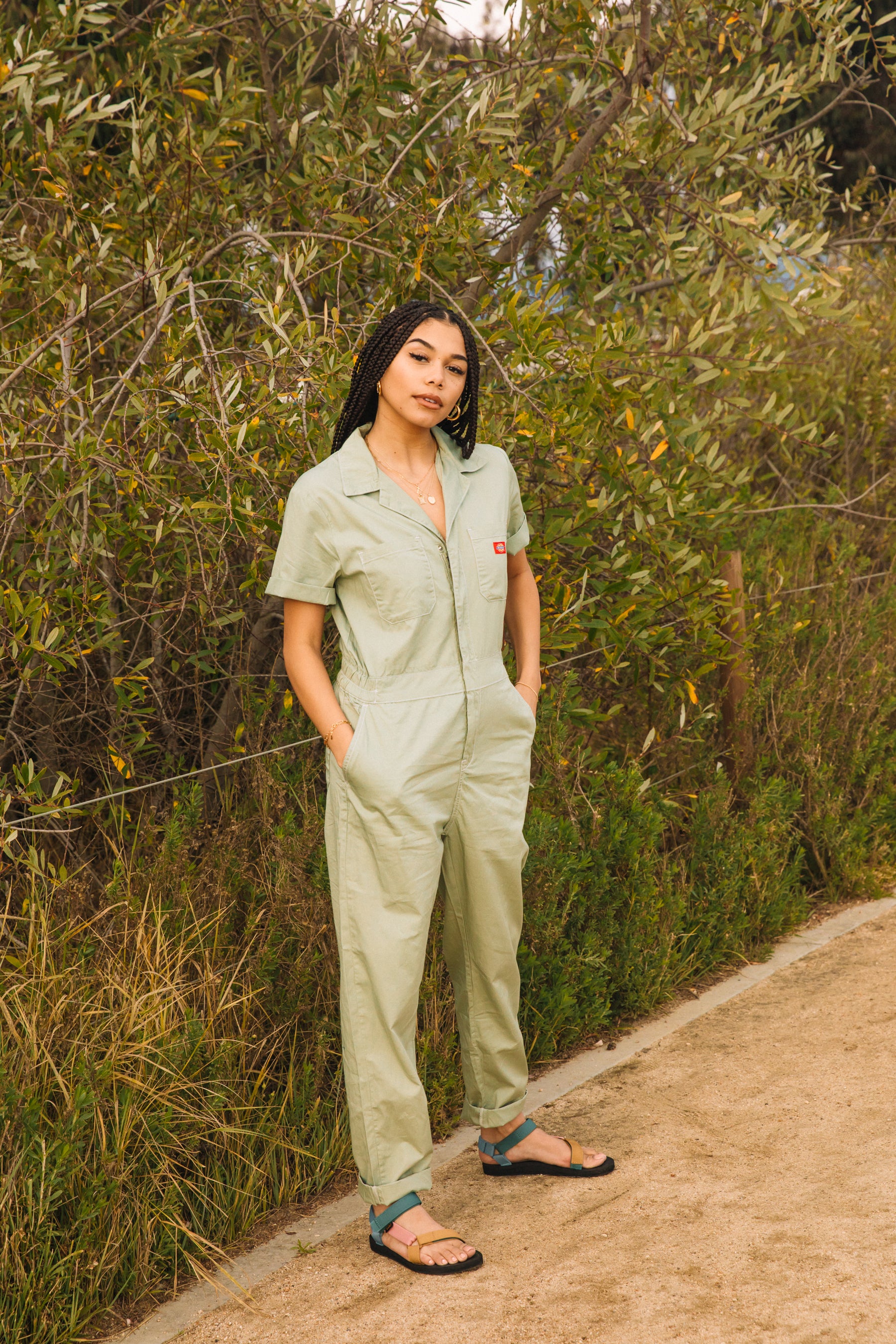 Sage Cuffed Coveralls