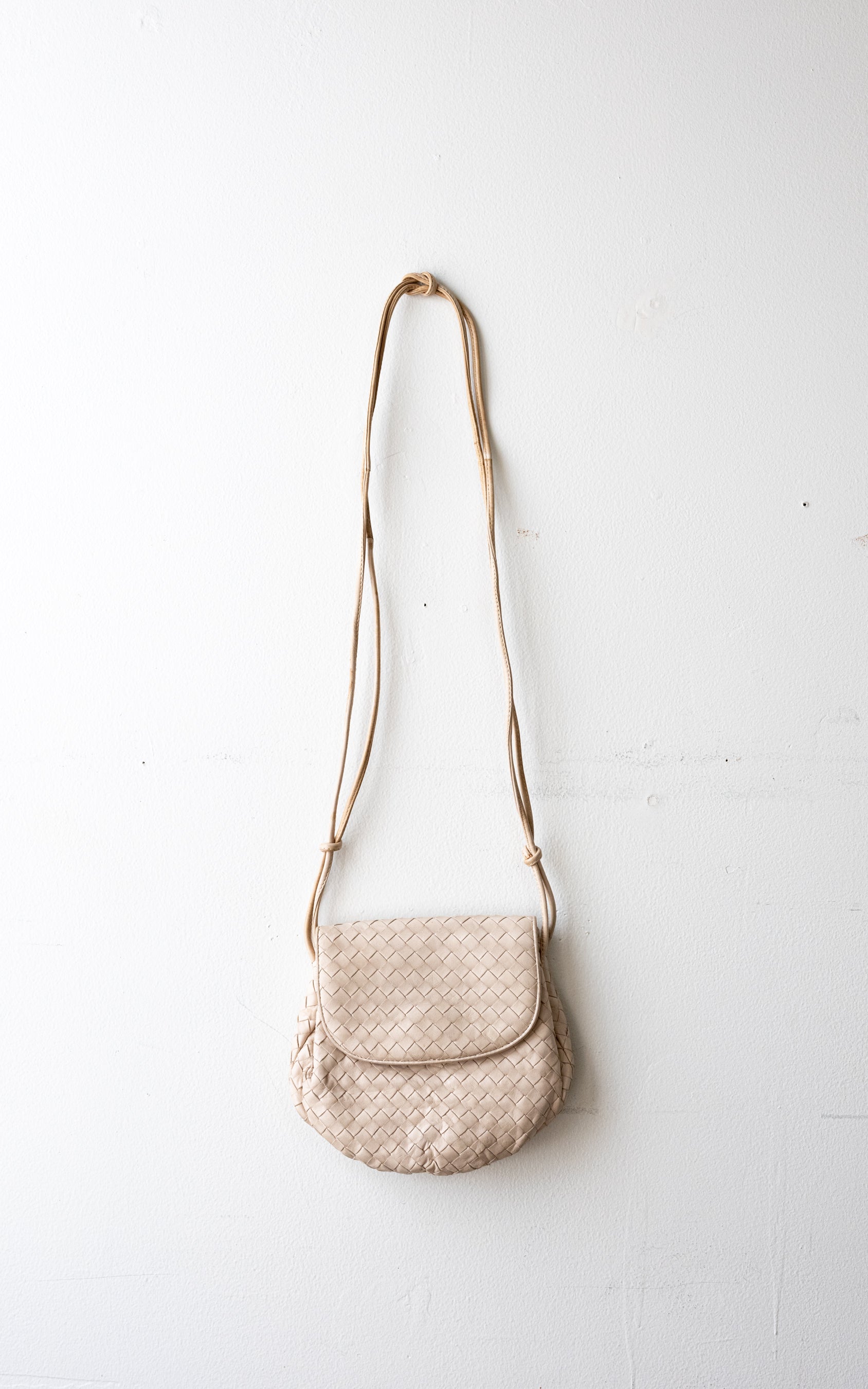 Ecru Woven Leather Crossbody