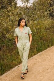 Sage Cuffed Coveralls