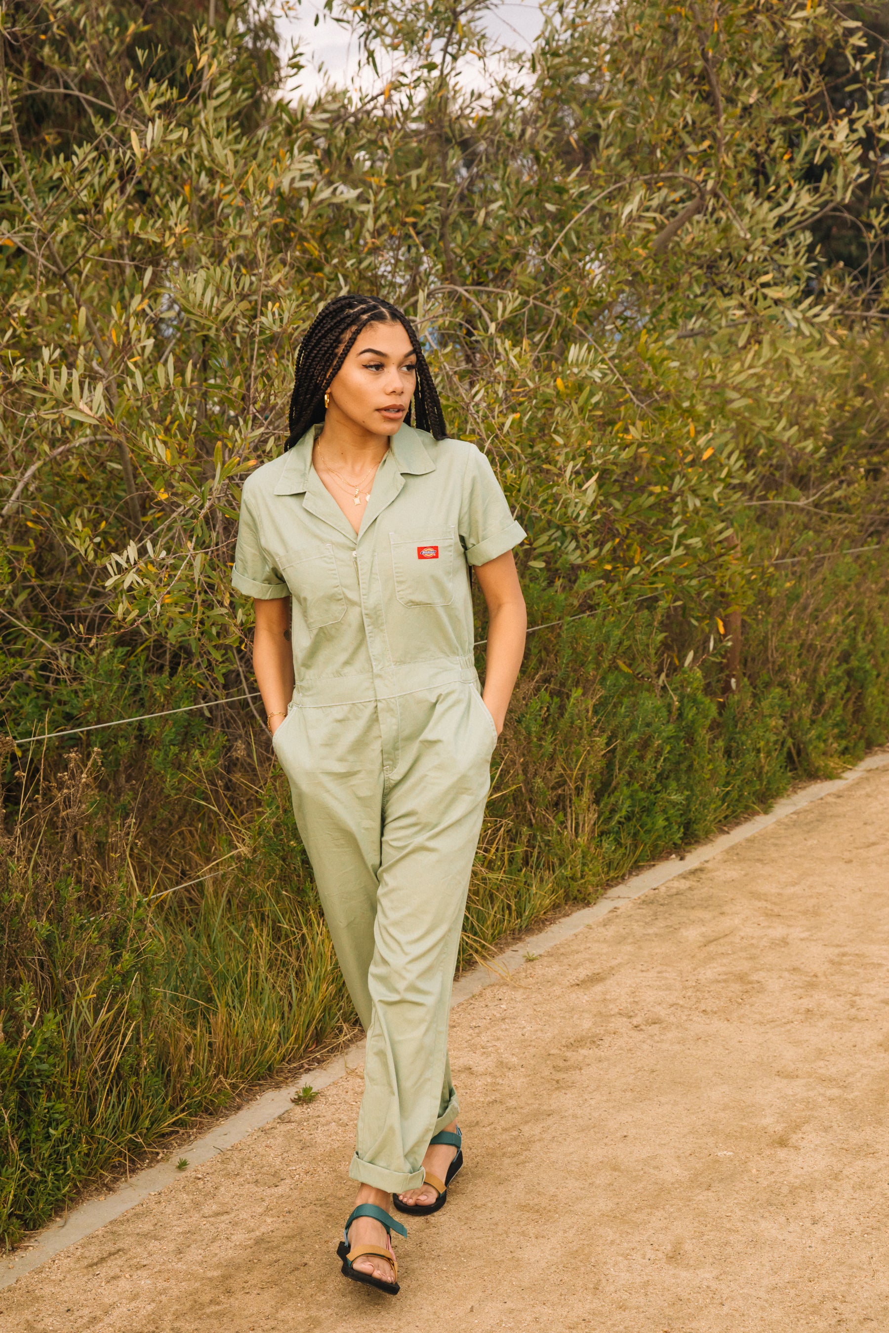 Sage Cuffed Coveralls