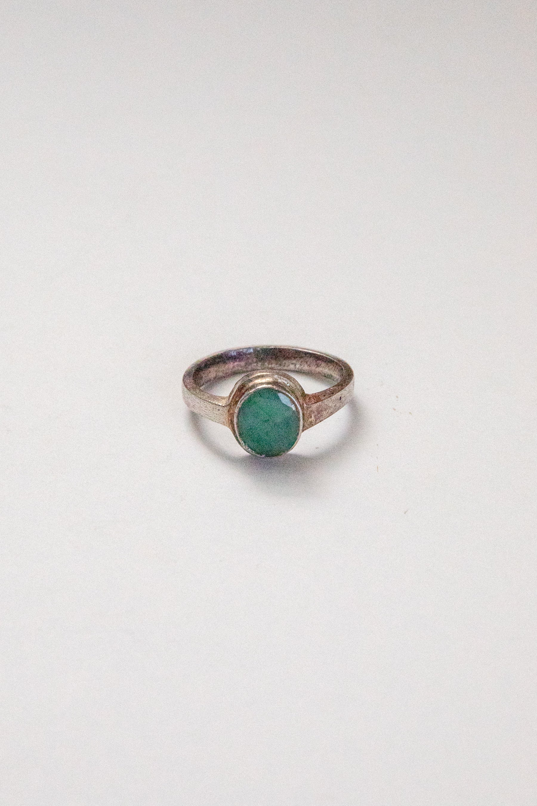 Pale Green Oval Stone Ring
