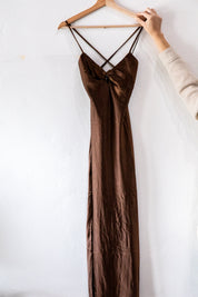 Chocolate Satin Sophie Dress