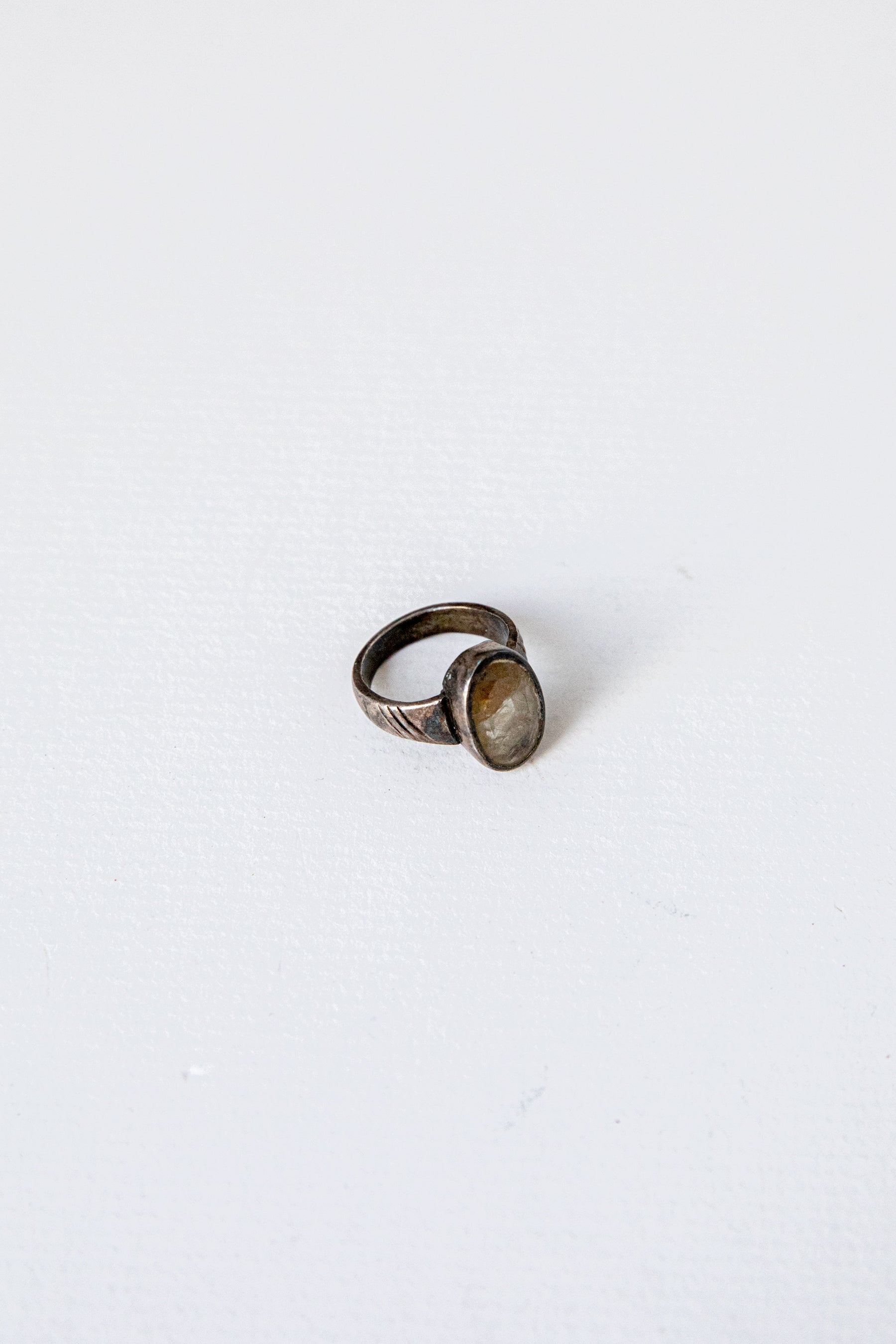Translucent Amber Oval Stone Ring