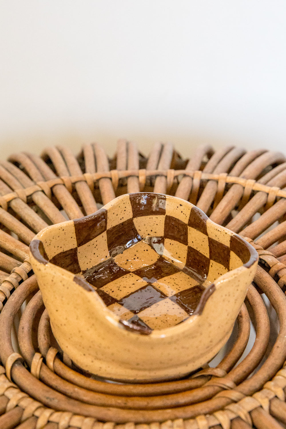Chocolate Checkered Wavy Bowl