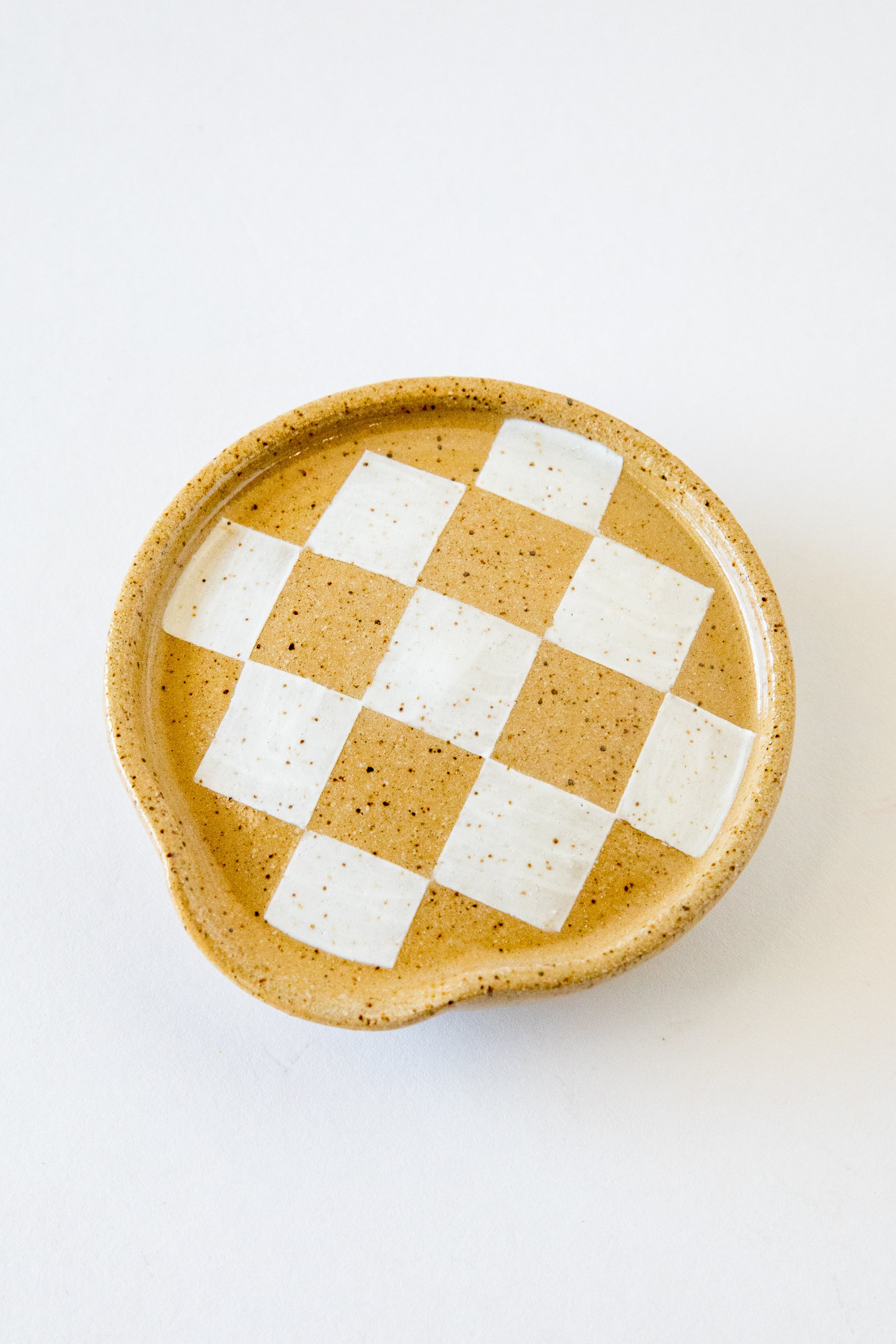 White Checkered Spoon Rest