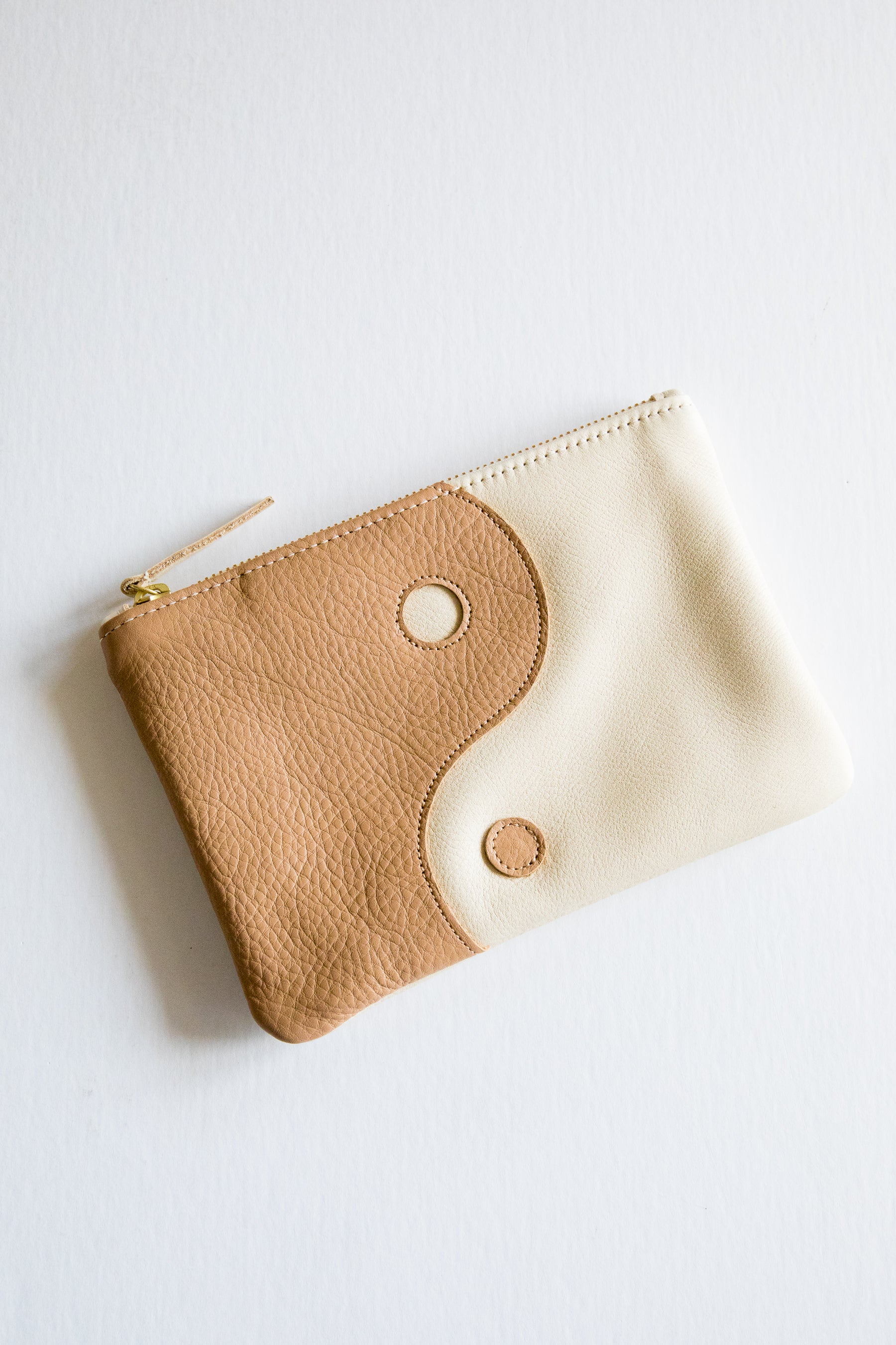 X Prism Cognac + Cream Yin Yang Zipper Pouch