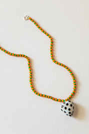 Orange Polka Heart Necklace
