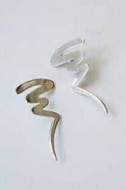 Large Silver Squiggle Earrings