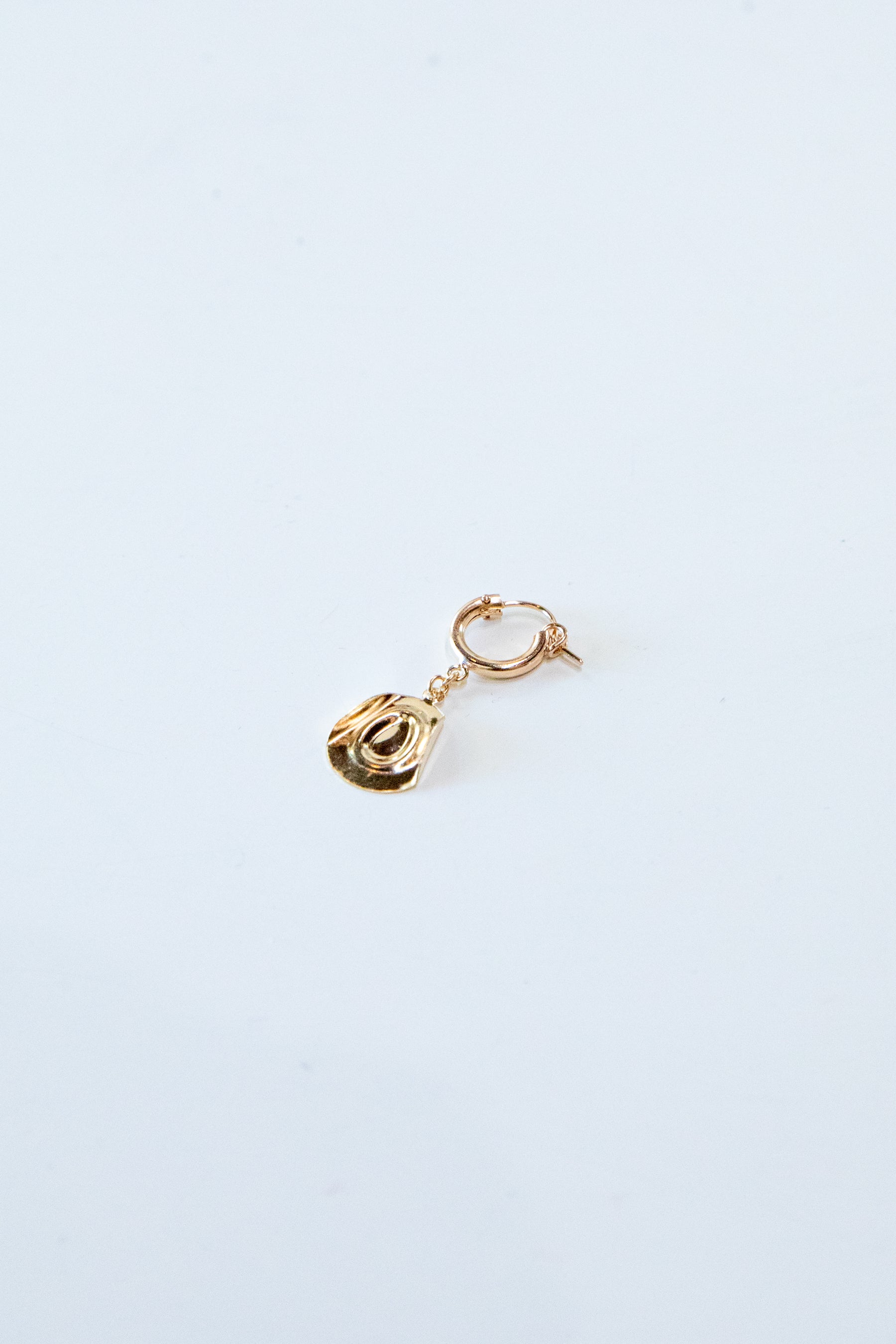 Gold Cowboy Hat Single Hoop