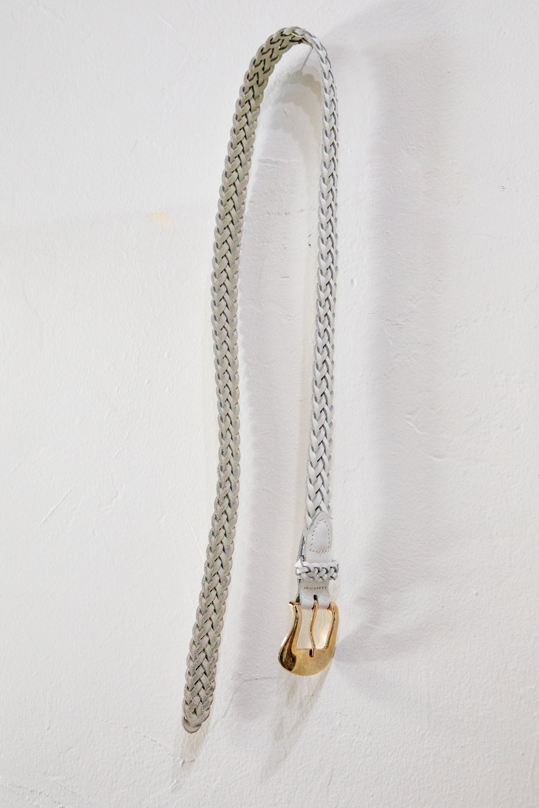 White Braided Leather Belt
