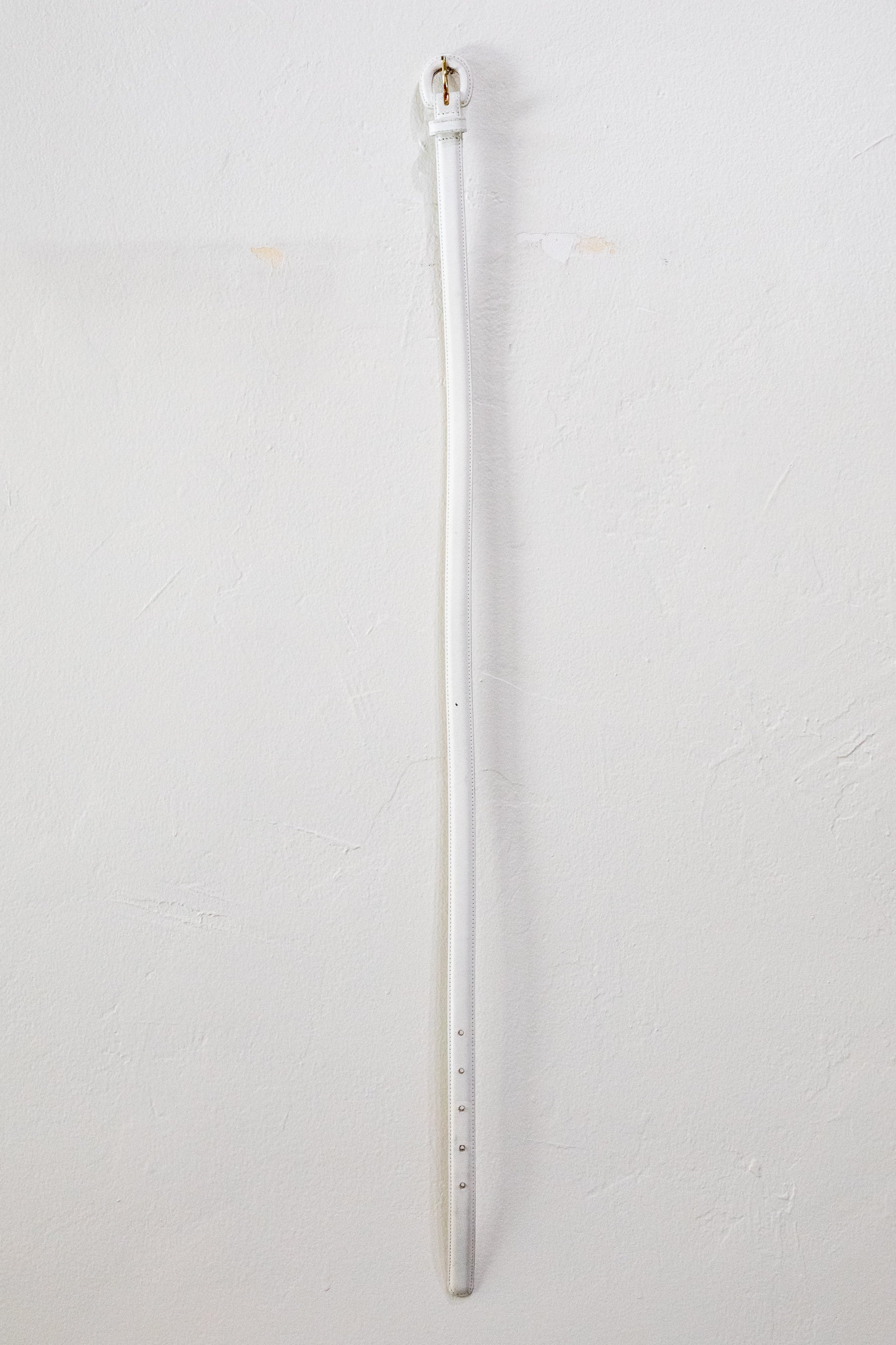 White Leather Thin Belt