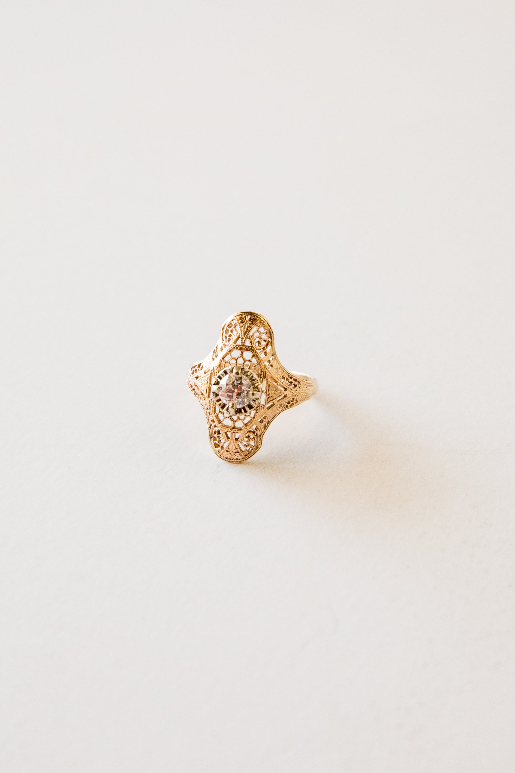 14k Filigree Diamond Ring